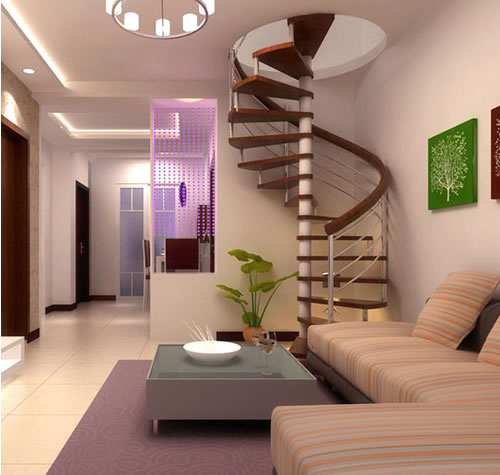 圓形洞口必選鋼木樓梯 中柱旋轉(zhuǎn)樓梯-013